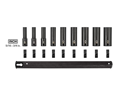 TEKTON 3/8 Inch Drive Impact Socket Set, 9-Piece | SID91101 - size: 9-Piece (5/16-3/4-Inch), style: Deep