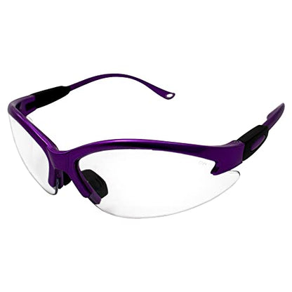 Global Vision Cougar Safety Glasses Nurses Dental Assistant Glasses Shooting Glasses for Women Men Clear Lens (Purple) - color: Purple