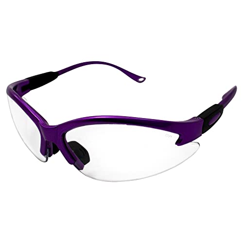 Global Vision Cougar Safety Glasses Nurses Dental Assistant Glasses Shooting Glasses for Women Men Clear Lens (Purple) - color: Purple