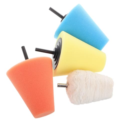 4pcs Car Wheel Hub Polishing Pads Kit with Conical and Ball Sponge Buffing Wheels for Drill Automotive Buffing Pads for Car Body Waxing