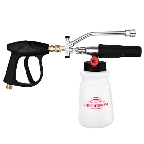 FENG PAI Foam Cannon with Pressure Washer Gun and Dual Connector, 3-in-1 Short Lance Accessory for Snow Foam Cannon, Power Washer Blaster Kit for Car Washing and Cleaning, Sprayer Bottle 1L 4000 PSI - color: 3in1 FoamCannon Kits