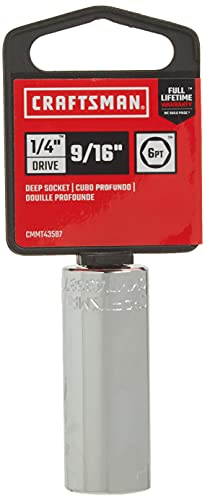 CRAFTSMAN Deep Socket, SAE, 1/4-Inch Drive, 9/16-Inch, 6-Point (CMMT43587) - size: 9/16"