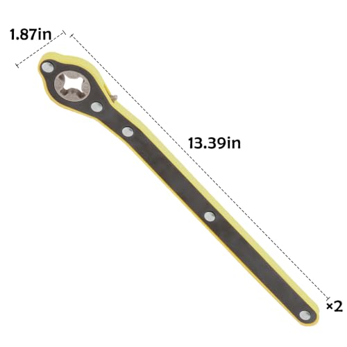 2 Pack Labor-Saving Car Jack Ratchet Wrench, 360° Swivel Long Handle Scissor Jack Tool, Cross Hex Rhombus Head for Car SUV Van