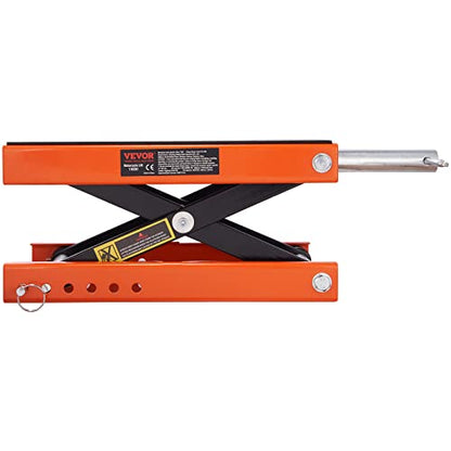 VEVOR Motorcycle Lift, 1100 LBS Motorcycle Scissor Lift Jack with Wide Deck & Safety Pin, 3.7"-13.8" Center Hoist Crank Stand, Steel Scissor Jack for Street Bikes, Cruiser Bikes, Touring Motorcycles | Steel Scissor Jack with Lock Pin, 3.7"-13.8" Center Ho