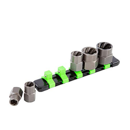 OEMTOOLS 22992 5 Piece Spiral Type Extractor Set on Aluminum Rail, Universal Stripped Bolt Extractor, Set of 5 Stripped Bolt Remover Tools - style: Standard