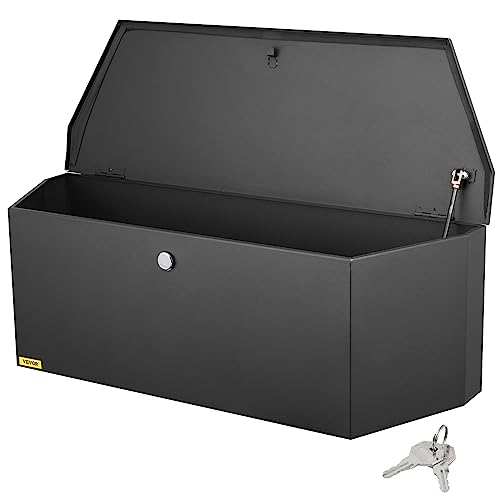 VEVOR Trailer Tongue Box, Heavy Duty Trailer Tongue Tool Box Storage Organizer with Lock & Keys, Utility Tool Chest for Pickup Truck Bed, RV, SUV, Off-Road Vehicle, Steel, 36" x 12" x 12" - size: 36" Black, style: Steel