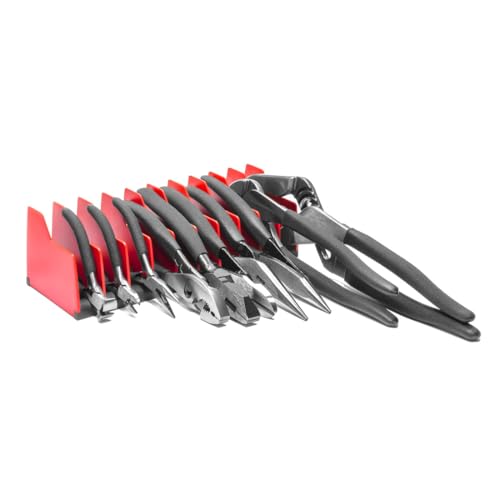 Ernst Manufacturing Plier Pro Premium No-Slip Plier Organizer, Holds 10-Tools of Any Size, Rubber Base Keeps Tools in Place - Made in USA - color: Red