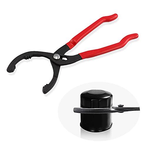 Salior 12'' Oil Filters Removal Specialty Tool Oil Filter Wrench,3-Position Adjustable+15°Bent Angle Head Design Oil Filter Pliers For 45-150mm Engine Filters,Conduit,Fittings, Red