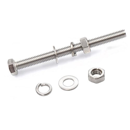 6-Pack M6 x 150mm Hexagon Screws Hex Bolts with M10 Hex Nuts Flat Washers/Spring Lock Washers Set, 304/18-8, Plain Finish - size: 6-Pack M6 x 150mm