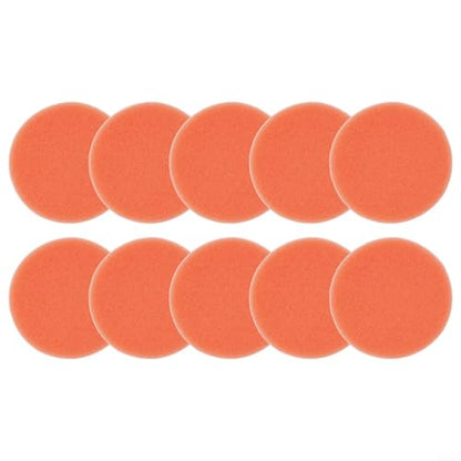 10-Pack 75 mm (3 Inch) Orange Smooth Flat Foam Polishing Pad Set for Car Polisher – Auto Detailing Waxing Sponge Kit Compatible with Polishes, Pastes & Sealants, Scratch Removal