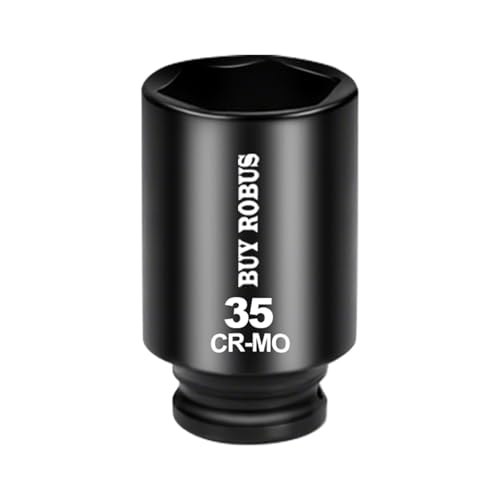 35mm Socket 1/2" Drive Deep Impact Metric Socket, 6 Point CR-MO for Easy Removal of Axle Nut - size: 35mm Socket