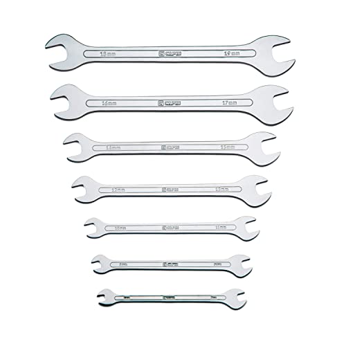 Capri Tools Super-Thin Open End Wrench Set, Metric, 6 to 19 mm, 7-Piece (11850-7MRK) - size: Metric Set, style: 7-Piece (6 to 19 mm)