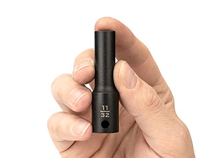 TEKTON 3/8 Inch Drive x 11/32 Inch Deep 6-Point Impact Socket | SID13009 - size: 11/32-Inch, style: Deep