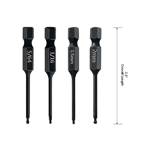 Ball End Hex Allen Wrench Drill Bit Set (24 Pack - Metric & SAE Sizes - Magnetic Tipped) - Hardened CR-MO Steel Hexagonal Bits - Perfect Replacement for Ball End Allen Wrenches & Hex Keys - style: Ball End Hex