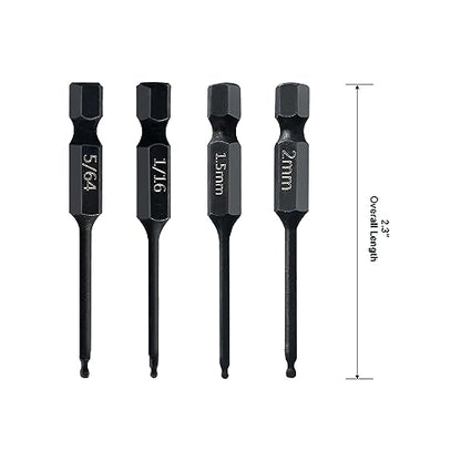 Ball End Hex Allen Wrench Drill Bit Set (24 Pack - Metric & SAE Sizes - Magnetic Tipped) - Hardened CR-MO Steel Hexagonal Bits - Perfect Replacement for Ball End Allen Wrenches & Hex Keys - style: Ball End Hex