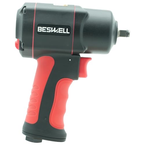 BESWELL BW-112F3N-TW-38 3/8-Inch Stubby Air Impact Wrench, 600 Ft-Lbs | Compact twin hammer pneumatic tool effortlessly tackles tight spaces, crowded engine bays, and brake maintenance.
