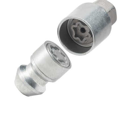 Farad H1/E Galvanized Silver Lug Nut Wheel-Locks Kit Suitable for Hyundai Tucson (M12 X 1.5 Thread Size) - Set of 4 Lug Nuts + 1 Key