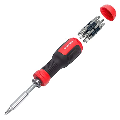 13-in-1 Multi Screw Driver, Adjustable Screwdriver Set Multitool | All in One with Torx Security, Phillips, Flat Head, Hex, Square, 1/4 Nut Driver, Outdoor, Daily Repair Kit, Portable Tools - color: Red, size: Extendable-NoRatchet