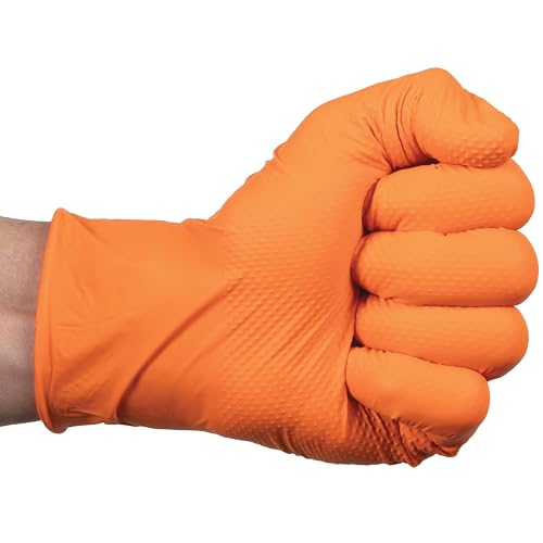 ForPro Heavy Duty Disposable Nitrile Gloves, Orange - size: Large (Pack of 100), style: Large (Pack of 100)