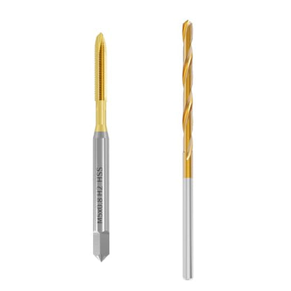 Tap and Drill Bit Set, M5x0.8 Tap + 4.2mm Drill, Titanium Coated | For M5x0.8 Thread Tapping and Drilling, Ti Coated Tap and Twist Drill Combo for Industrial Mechanics Metalworking - size: M5*0.8 + 4.2mm