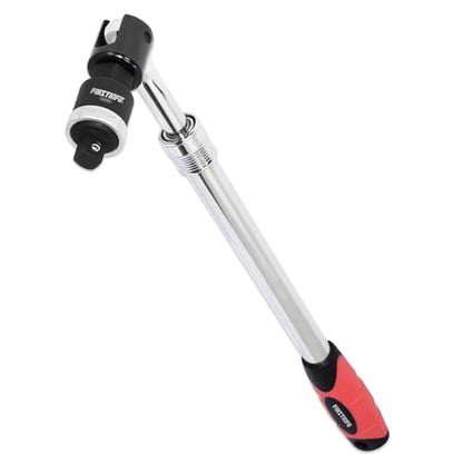 FIRSTINFO Taiwan 1/2" Drive Extendable Breaker Bar with Ratchet Adapter | 18-1/2" to 24-1/2" Length Extended Leverage with 230 Degrees Flexible Head, Premium CR-V, Heavy Duty, F32242D