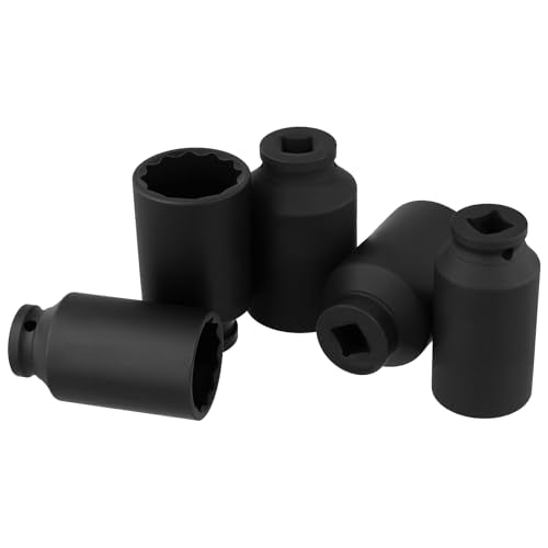 1/2" Drive 12 Point Deep Impact Socket Set 5PCS 30mm 32mm 34mm 35mm 36mm Heavy Duty Axle Nut Removal Tool Kit with Portable Case