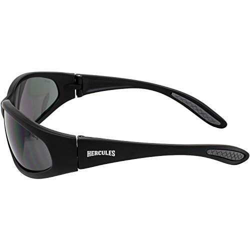 Global Vision Hercules Motorcycle Sunglasses Safety Riding Glasses Anti-Fog ANSI Rated - color: Black Frame/Smoke Lens