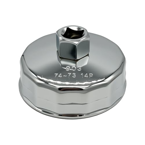 74mm Oil Filter Wrench, 14 Flute Wrench & 1/2Inch Square Drive Flute Oil Filter Removal Tool - size: 74mm 14 Flute