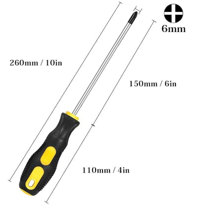 2Pcs Phillips Screwdrivers, Magnetic 6 Inch Shaft Non-Slip Grip Screwdriver PH2 Cross Head 6mm Tip Screwdriver - color: 6 Inch Phillips