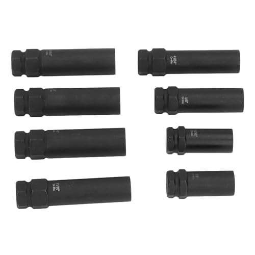 8 Piece Lug Nut Socket Set, Cr Mo Steel Wheel Lock Removal Kit for Twisted Damaged Nuts, Impact Rated Universal Automotive Car Repair Tools with Enhanced Access and Easy