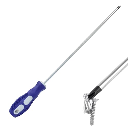 12-Inch Extra Long Phillips Screwdriver, PH2 Magnetic Tip Cross-head Screwdriver with Blue Rubber Handle (6x300mm) - size: Phillips (Blue)
