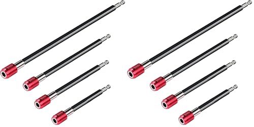 Mwellewm Drill Bit Extension Set, 4Pcs Magnetic Drill Screwdriver Bit Holder Bar Chuck Adapter Extender 1/4 inch Hex Quick Release Bit Holder for Impact Driver Screws Nuts Drill (Pack of 2) - size: One Size (Pack of 2)