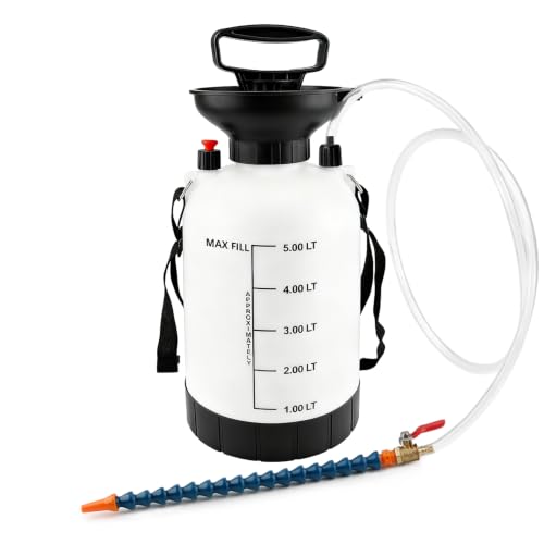 5L Transmission Fluid Pump, Gear Oil Pump, Oil Transfer Pump for ATF | Differential & Transfer Case Fluid Changes, Manual Fluid Transfer Pump with 59" TPU Hose, Brass Ball Valve & Sealing Tape - size: Fluid Pump - 5L