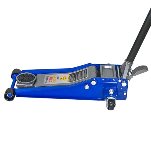 3 Ton Low Profile Floor Jack, Heavy Duty Aluminum & Steel Hydraulic Jack with Dual Pistons Quick Lift Pump, 2.95"-19.88" Lifting Range, Rubber Saddle, Blue & Silver