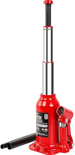 Torin 4 Ton (8,000 LBs) Double Ram Welded Bottle Jack, 6.69-16.14 inchs Lifting Range for Car Auto Repair and House Lift, Red - color: Black, style: Double Ram Welded Hydraulic