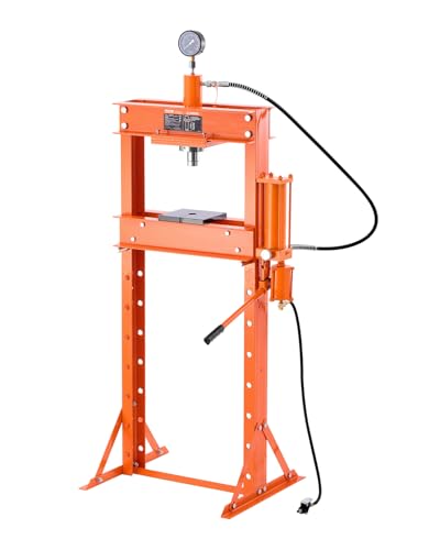 VEVOR Hydraulic Shop Press, 20 T H-Frame Pneumatic Shop Press with Press Plate, Stable Garage Floor Adjustable Hydraulic Press with Triangular Support, Fit for Bending, Straightening & Stamping - size: 20T
