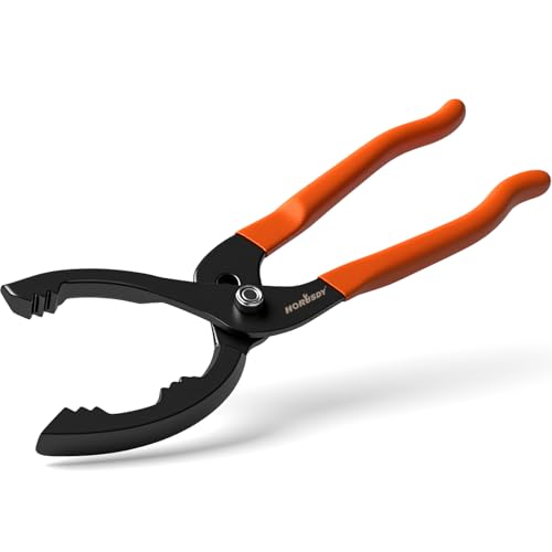 HORUSDY 12" Adjustable Oil Filter Pliers, Adjustable Oil Filter Wrench Removal Tool (Orange) - color: Orange