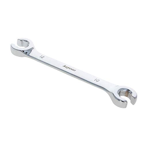 Auniwaig 2-Piece Flare Nut Wrench 10mm x 12mm, Metric, Polished Chrome Plated for Removing or Replacing Nuts on Fuel, Brake or Air Conditioning Lines - size: 10x12mm