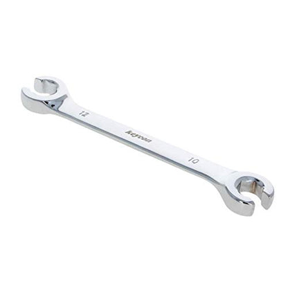 Auniwaig 2-Piece Flare Nut Wrench 10mm x 12mm, Metric, Polished Chrome Plated for Removing or Replacing Nuts on Fuel, Brake or Air Conditioning Lines - size: 10x12mm