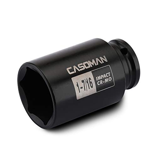 CASOMAN 6-Point 1/2-Inch Drive Deep Impact Socket- 1-7/16" (SAE), CR-MO, 1/2-inch Drive 6 Point Axle Nut Socket for Easy Removal of Axle Shaft Nuts (1-7/16") - size: 1-7/16 inch (SAE), style: 6-Point Socket