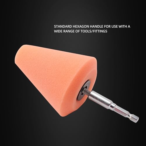 SPTA Heavy Cut Polishing Ball, Polishing Tool with Quick Swap Bit Spherical Cone for Deep, Safe Metal Polish in Hard-to-Reach Areas Deep-Dish Wheels, Tight Areas, Ideal for Wheels & Curved Surfaces - color: Orange T140 Heavy Cut Polishing Cone