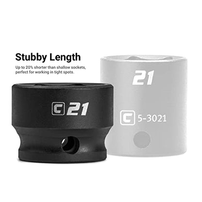 Capri Tools Stubby Impact Socket Set (3/8" Drive/Metric Set) - size: 3/8" Drive / Metric Set