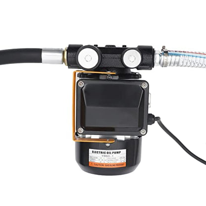 110v DC Electric Fuel Transfer Pump, Self-Priming Diesel Pump or Fuel Oil Pump w/Hoses & Nozzle Kit for Construction or Agricultural Machinery