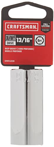 CRAFTSMAN Deep Socket, SAE, 3/8-Inch Drive, 13/16-Inch, 6-Point (CMMT43338) - size: 13/16"