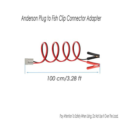 Anderson 50A 600V Quick Connect Plug Battery Clamps Cable Battery Charging Battery Alligator Clips Replacement for Car Motorcycle Golf Cart Forklift Battery Charging(Anderson Clip 1M) - size: Anderson Plug to Fish Clip Adapter 1M