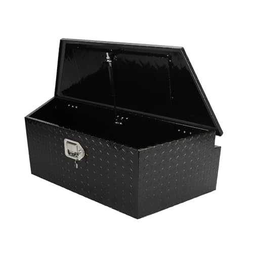 39" Trailer Tongue Tool Box, Lockable Aluminum Box with Gas Strut | Weatherproof aluminum storage for tools, towing gear and trailer essentials with secure locking and spacious capacity - color: Black, size: 39" x 15.4" x 12" - Diamond