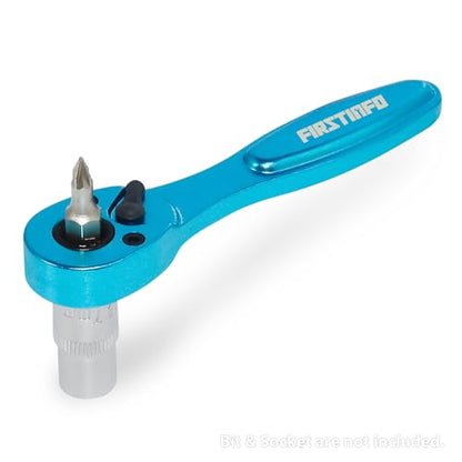 FIRSTINFO Dual-Drive 1/4 Hex Bit & Socket Micro Ratchet Wrench, 72-Tooth | 5° swing arc • Ball-detent retention • Aluminum body • 37.5 ft-lb max torque • Made in Taiwan - style: 1/4" Dual Drive Head