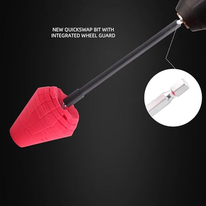 SPTA Metal Polishing Tool, Auto Cone Metal Polish Buffing Polishing Ball, Drill Buffing Sponge Pads Buffing Wheel for Drill Foam, Sponge Buffing for Automotive Car Wheel Hub Care - color: Red Cone Polishing Ball