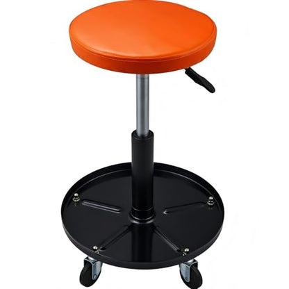 Adjustable Mechanics Rolling Creeper Seat Stool 16-22 Inch Height 250 Lbs Capacity Tool Tray for Shop Garage
