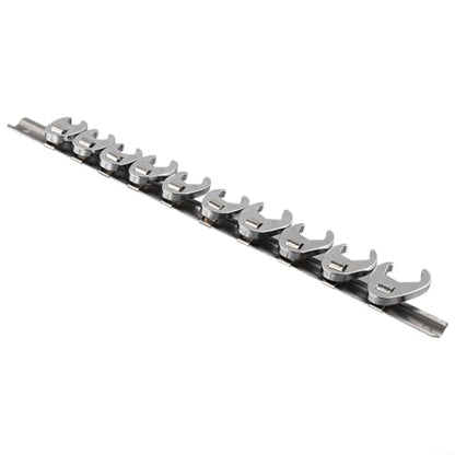 FABULETTA 10-Piece Crowfoot Wrench Set 3/8 Drive, Metric Flare Nut Spanner Kit 10mm to 22mm, Carbon Steel Open End Wrenches for Tight Space Bolt Loosening and Automotive Hydraulic Line Work